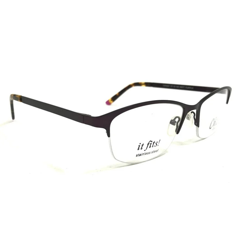 Chic Eyeglasses Frames TIFFANYPACE TORT MATT PURPLE Cat Eye Half Rim 57-18-145
